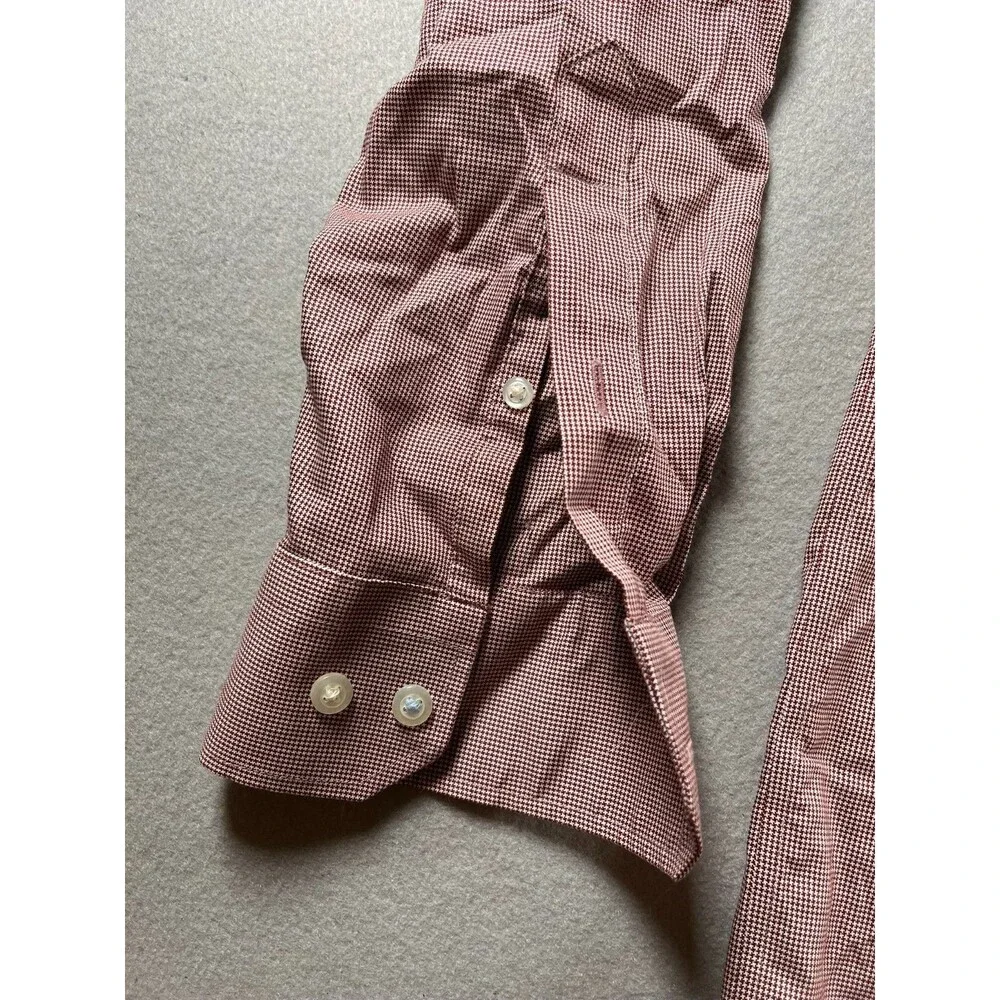 M Banan Republic No Iron cotton slim fit cranberry houndstooth